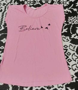 Pink "Believe" Graphic T-Shirt
