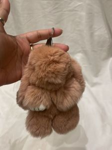 Fuzzy Bunny Keychain Charm