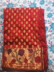 Red Saree with Blouse Piece