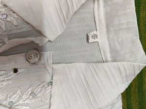 White Floral Applique Pant Set
