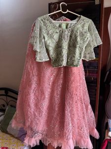 Pastel Pink Embroidered Lehenga Set