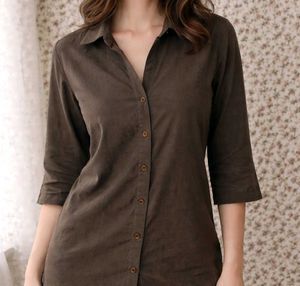 Classic Brown Button-Up Shirt