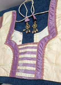 Elegant Cream & Lavender Silk Readymade Blouse