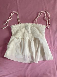 White Smocked Cami Top