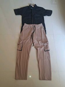 Casual Cargo Pants & Shirt Set
