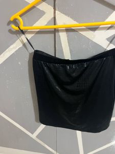 Black Faux Leather Textured Skirt