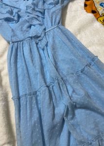 Light Blue Ruffled Maxi Dress