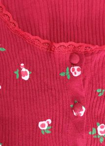 Red Floral Button-Up Cropped Top