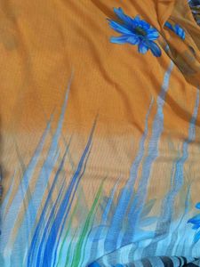 Stylish Striped and Floral Saree