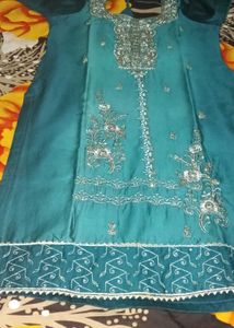 Teal Embroidered Kurta Set with Dupatta