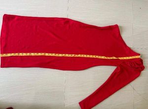 Elegant Red One-Shoulder Puff Sleeve Dress