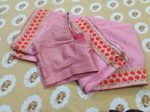 Elegant Pink saree with Floral Border