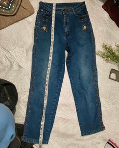 Very Beautiful Embroidery Jeans With Purse