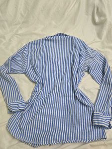y2k Blue Striped Button-Up Shirt