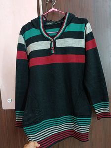 Striped Hooded Sweater Tunic