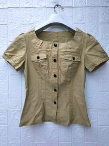New with tag Pinterest Chic Yellow Button-Up Top