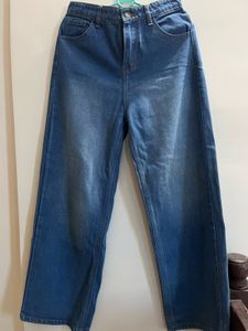 Wide Leg Blue Denim Jeans