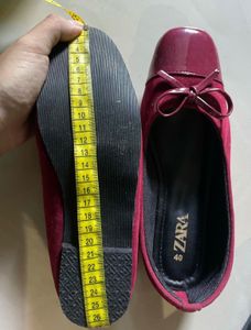 Maroon Ballet Flats with Bow Detail