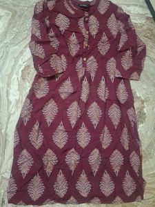 Maroon Printed Kurta