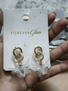 Forever Glam Gold & White Drop Earrings