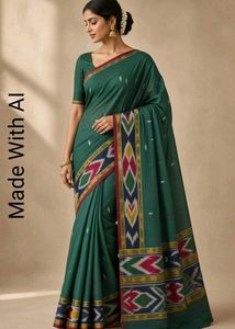 Elegant Teal Green Handloom Saree (without blouse)