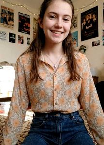 Elegant Lace Collar Floral Shirt