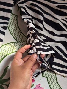 Zebra Print Crop Top with Bell Sleeves
