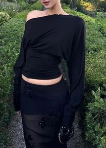 black solid one shoulder top