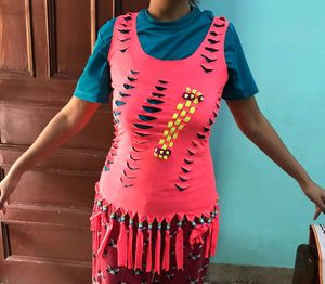Boho Neon Fringe Top