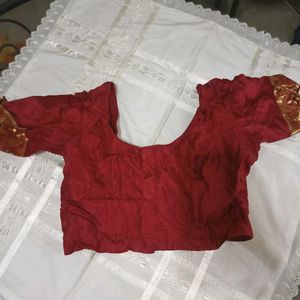 Red Maroon Golden Gota Border Blouse