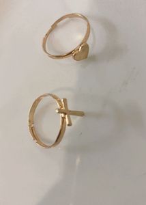 Gold-Tone Heart and Cross Rings Adjustable
