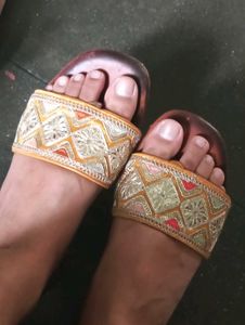 Embroidered Flat Sandals