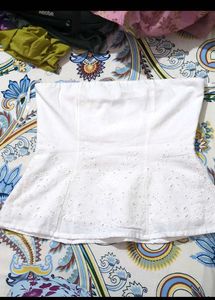 White Broderie Anglaise Strapless Top