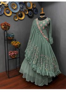 Elegant Sea Green Ethnic Gown