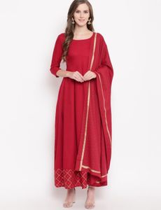 Elegant Red Kurta Set with Dupatta (no Pant)