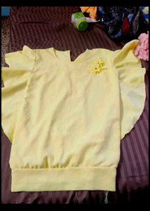 new not used Cute Yellow Ruffle Sleeve Top