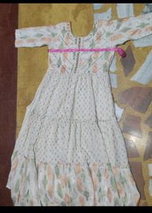 White Printed Long Kurti