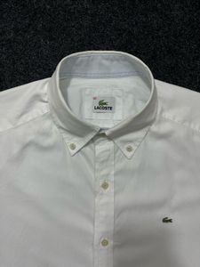 Lacoste White Long Sleeve Button-Up Shirt
