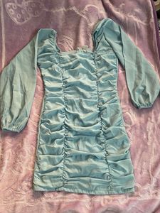 Ruched Long Sleeve Mini Dress