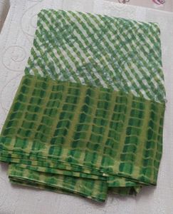 Green & White Saree