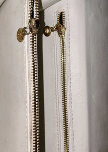 Classic White Structured Handbag with Gold Clasp