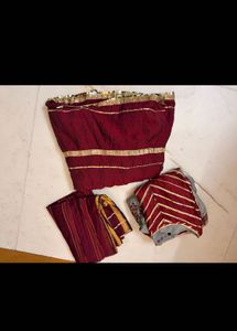 Elegant Grey &amp; Maroon Kurta Set with Dupatta