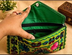 Hariyali Embroidered Clutch Bag