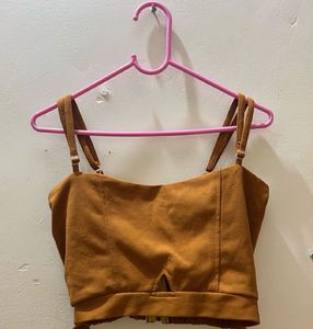 Cute Brown Tie Crop Top