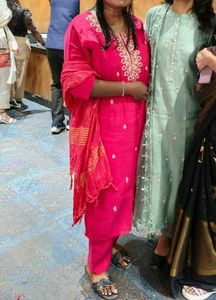 Vibrant Pink Embroidered Kurta Set