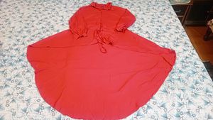 Vibrant Coral High Low Shrug Cum Tunic