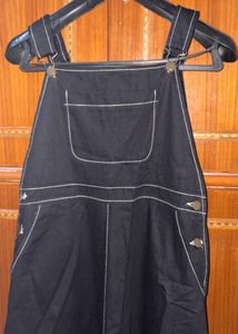Chic Black Denim Pinafore Dress
