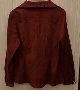 🇨🇳Red Striped Button-Up Blouse