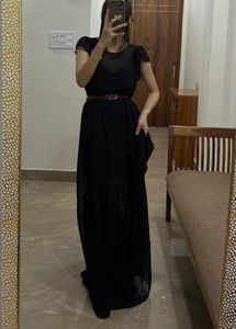 ANTHROPOLOGIE BLACK SHEER  LONG MAXI DRESS