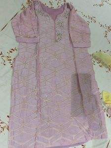 Embroidered Pink Kurta